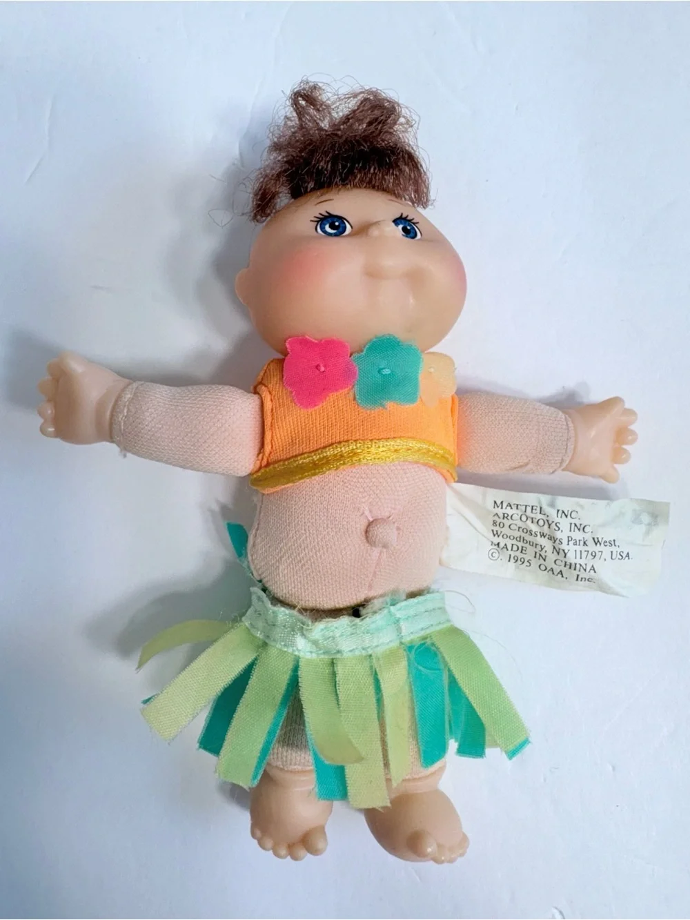 Vintage 1995 Mattel CPK Twin Dolls in Orange, Green & Denim-Style Outfits